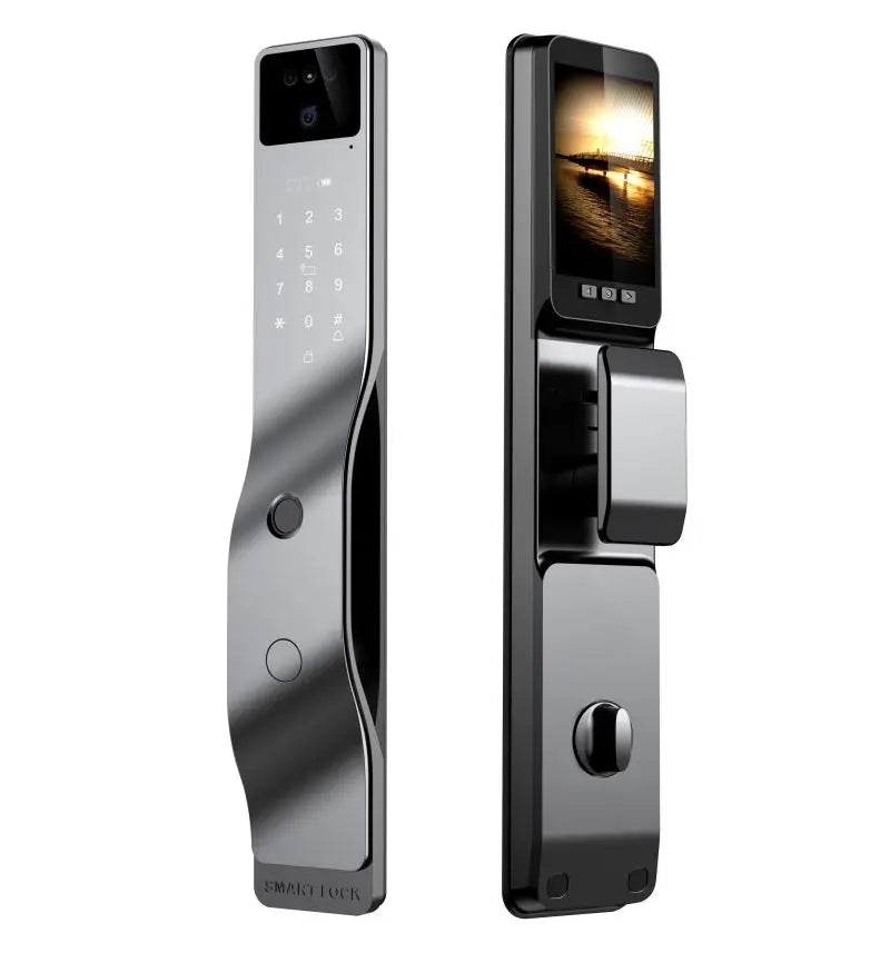 Smart Door Lock 3D Face Recognition Smart Home Door Lock Wifi NFC Digital Electronic Lock Wifi Camera Rfid Card Works with Tuya