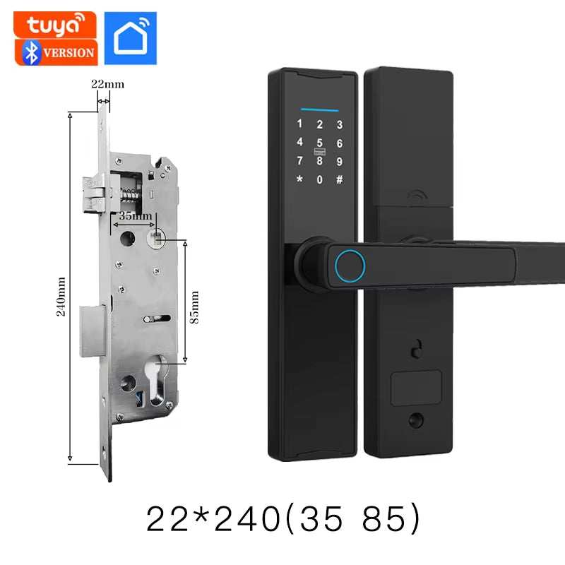 PHIPULO New Smart Door Lock with Tuya APP Digital Electronic Lock Smart Home Wooden Door Lock Biometric Fingerprint