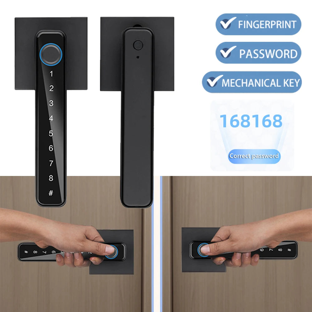 Tuya /Ttlock Wifi Electronic Smart Door Lock Biometric Fingerprint Unlock Intelligent Password Lock Keyless Entry for Smart Home