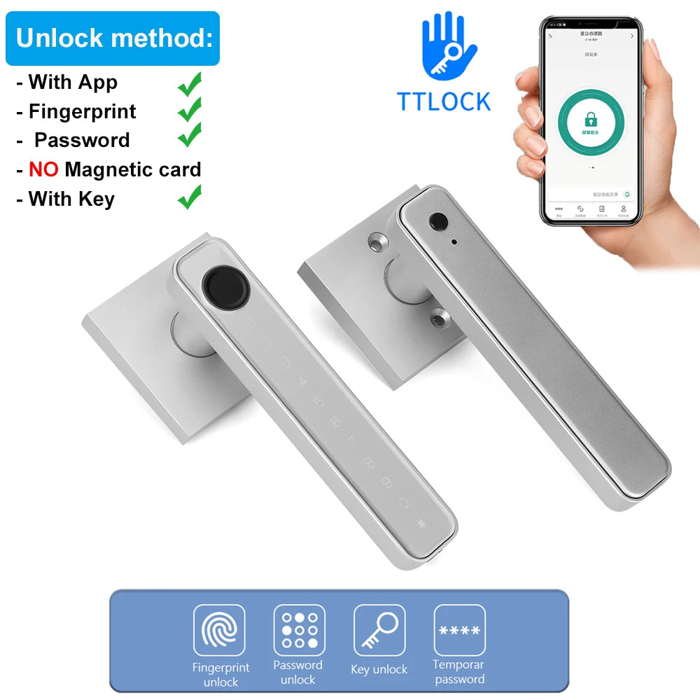 Tuya /Ttlock Wifi Electronic Smart Door Lock Biometric Fingerprint Unlock Intelligent Password Lock Keyless Entry for Smart Home