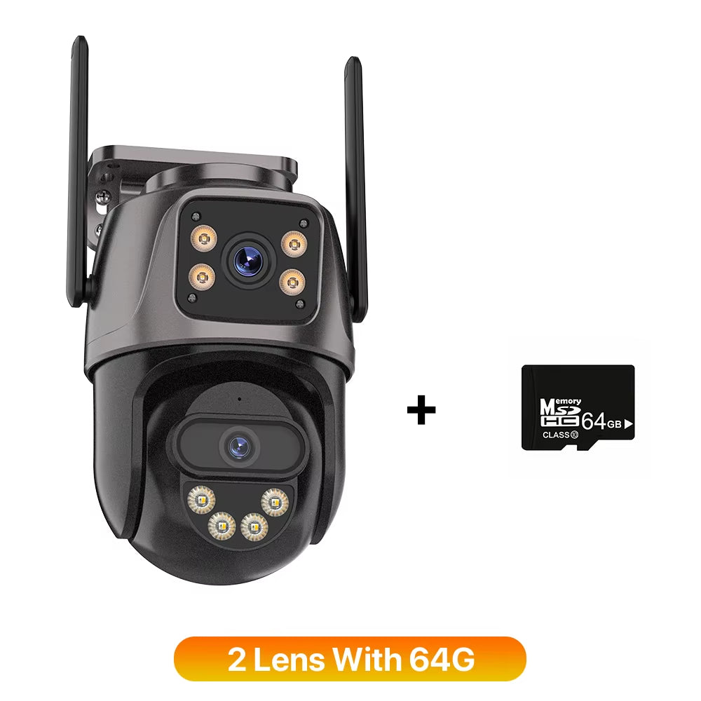 Three Screen WIFI IP Camera Outdoor 4K Dual Lens PTZ Camera Ai Human Detection IP66 Waterproof CCTV Video Security Camera Icsee