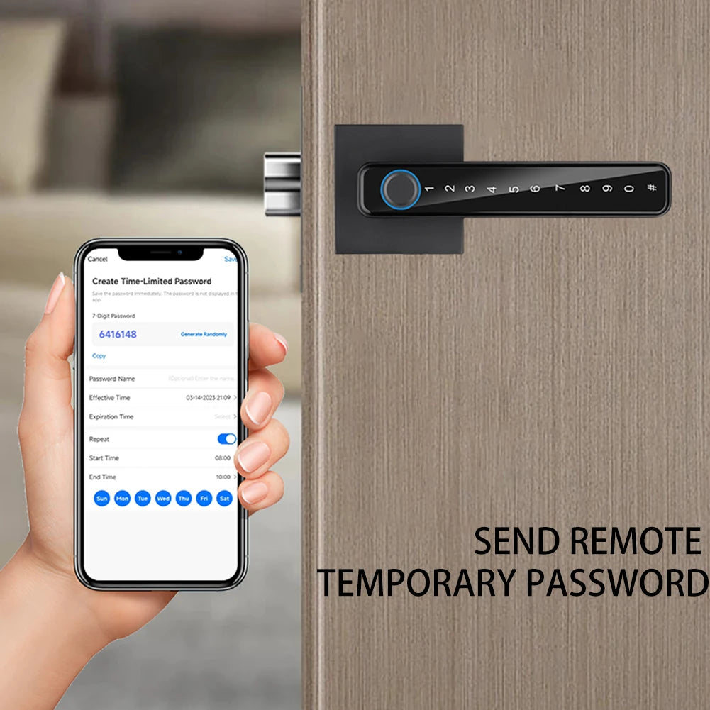 Tuya /Ttlock Wifi Electronic Smart Door Lock Biometric Fingerprint Unlock Intelligent Password Lock Keyless Entry for Smart Home