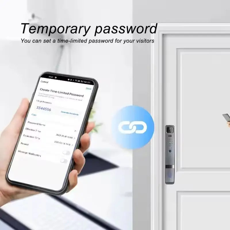 Smart Door Lock 3D Face Recognition Smart Home Door Lock Wifi NFC Digital Electronic Lock Wifi Camera Rfid Card Works with Tuya