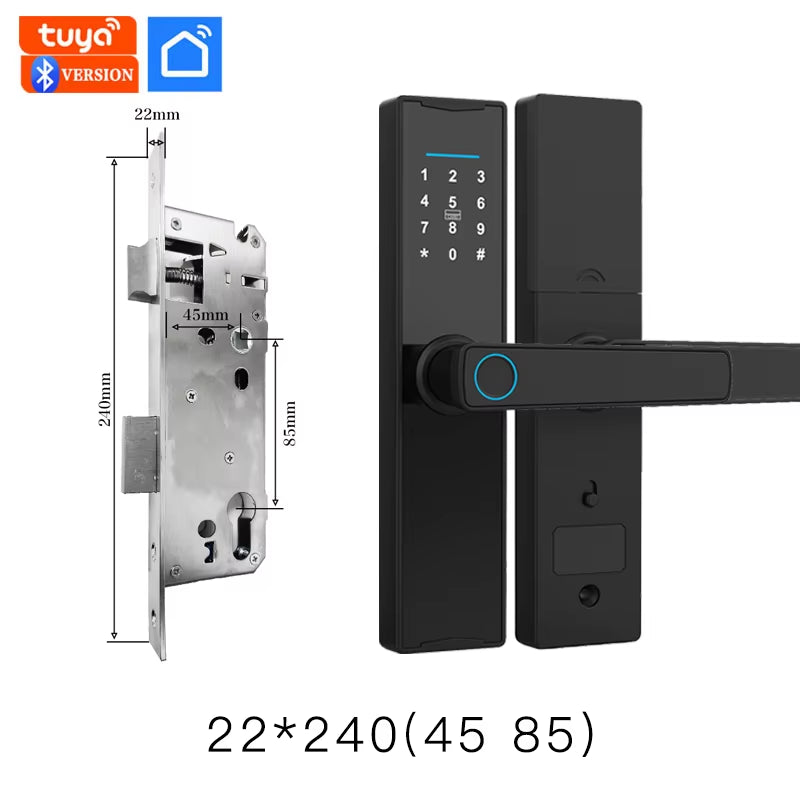 PHIPULO New Smart Door Lock with Tuya APP Digital Electronic Lock Smart Home Wooden Door Lock Biometric Fingerprint