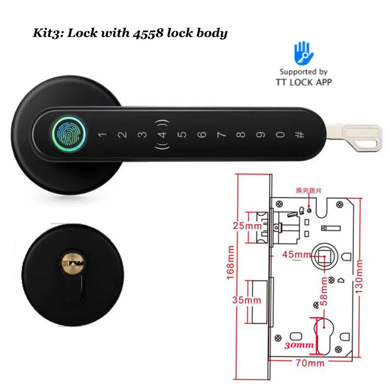 Bluetooth Lock TTLOCK Smart Home Door Lock Alexa Google Home Biometric Fingerprint Lock Electric Handle Lock Wooden Door