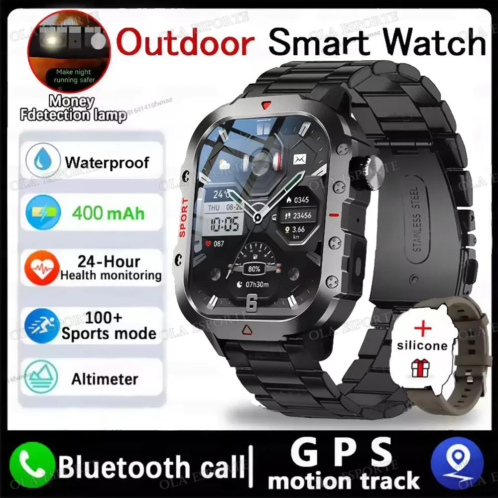 Outdoor Sports Smartwatch New 2025 2.01 Inch HD Screen LED Flashlight Bluetooth Talking Smart Watch for Men Women Holiday Gift