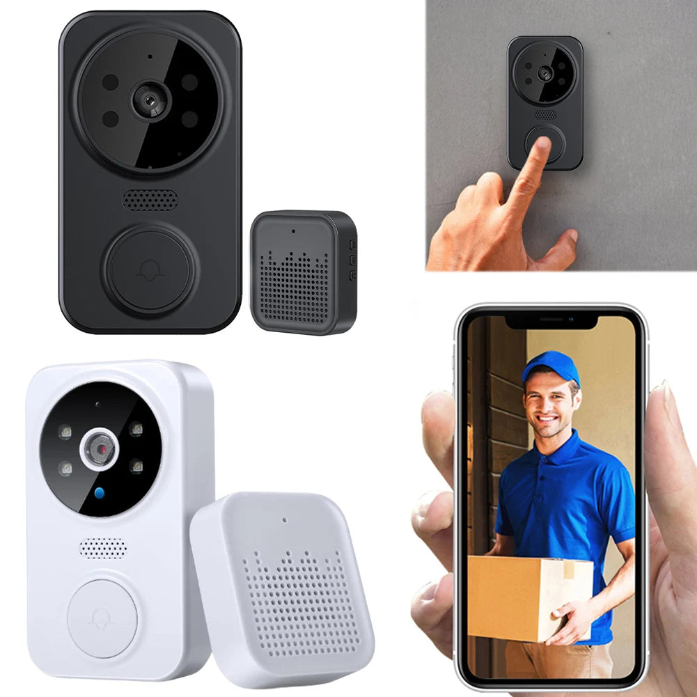 Wifi Wireless Video Doorbell with Chime 2-Way Audio Smart Video Doorbell Camera Night Vision Front Door Camera for Home Security