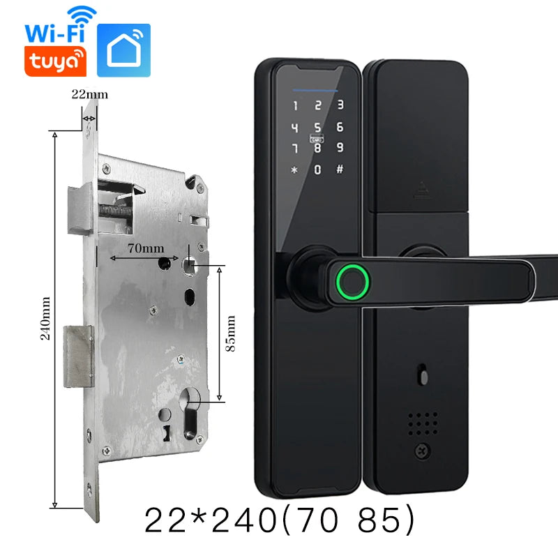 Tuya Wifi Digital Electronic Lock Smart Door Lock Remote Unlock Keyless Lock Security Anti-Theft Smart Home Hotel Office
