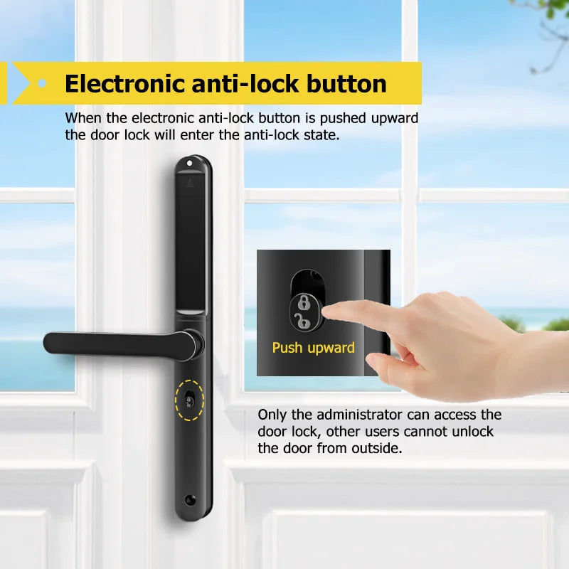 Home Intelligent Door Lock Smart Keys Digital Door Lock Biometrics Digital Lock Ttlock App Electronic Aluminum Sliding Door Lock