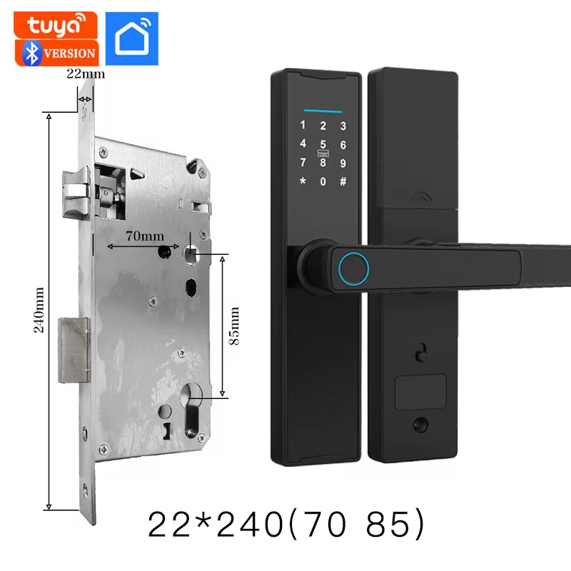 PHIPULO New Smart Door Lock with Tuya APP Digital Electronic Lock Smart Home Wooden Door Lock Biometric Fingerprint
