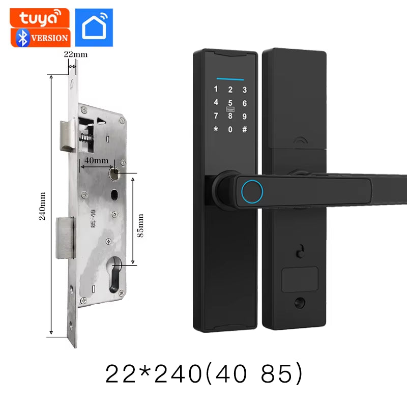 PHIPULO New Smart Door Lock with Tuya APP Digital Electronic Lock Smart Home Wooden Door Lock Biometric Fingerprint