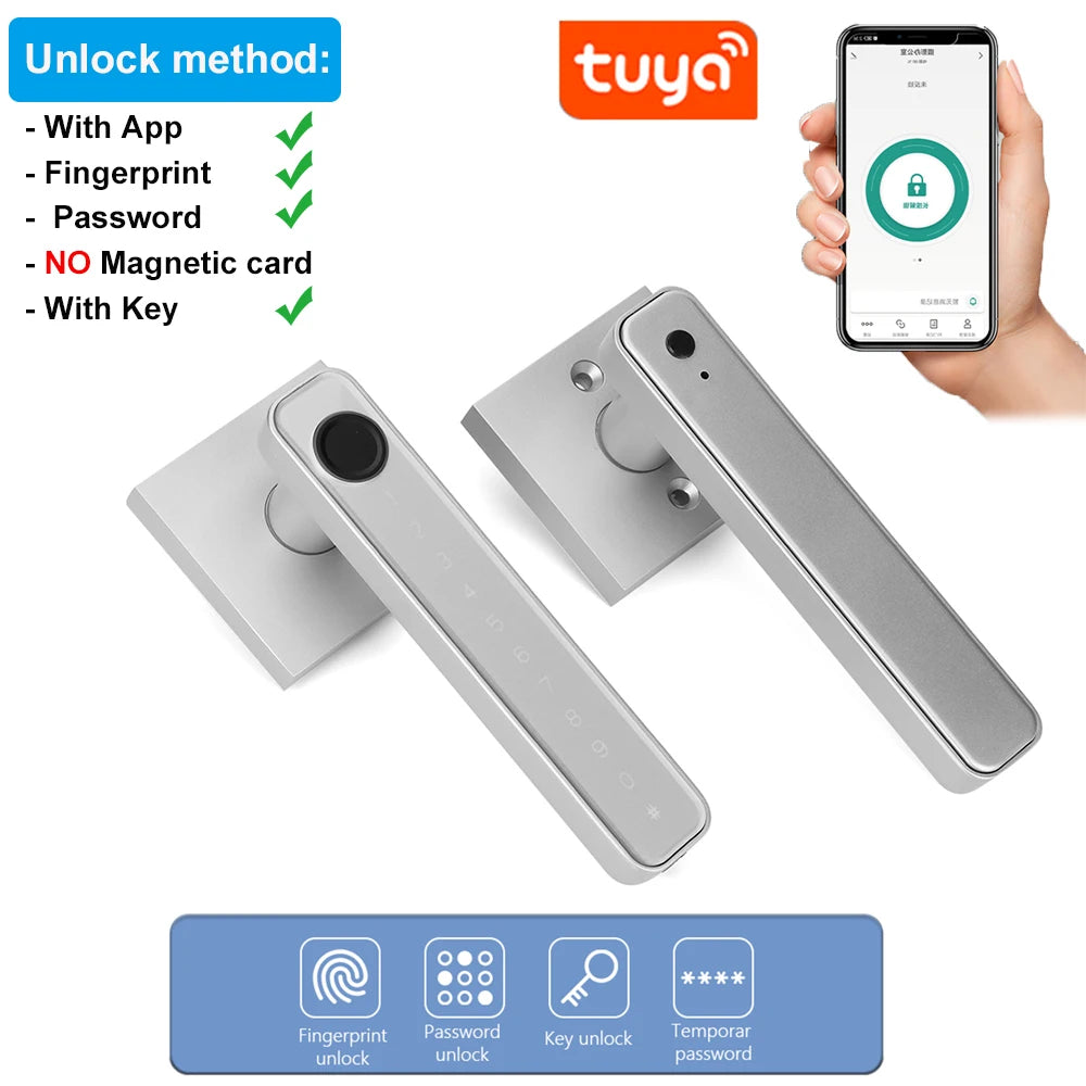 Tuya /Ttlock Wifi Electronic Smart Door Lock Biometric Fingerprint Unlock Intelligent Password Lock Keyless Entry for Smart Home