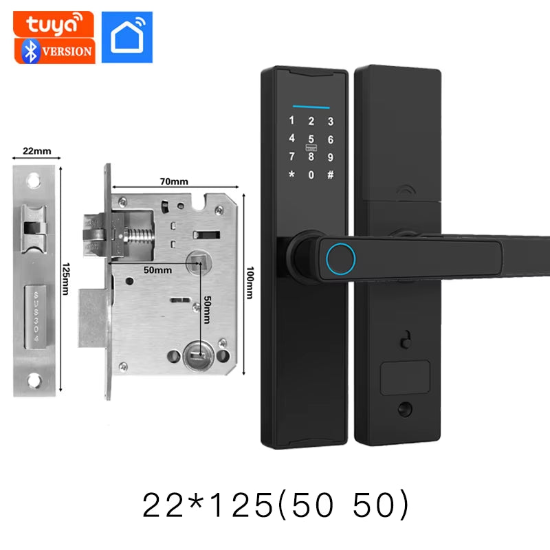 PHIPULO New Smart Door Lock with Tuya APP Digital Electronic Lock Smart Home Wooden Door Lock Biometric Fingerprint
