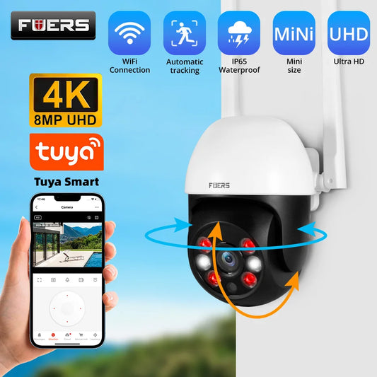 8MP 4K IP Camera Tuya Smart Outdoor Home Security Auto Tracking AI Human Detection Camera WIFI CCTV Surveillance Camera