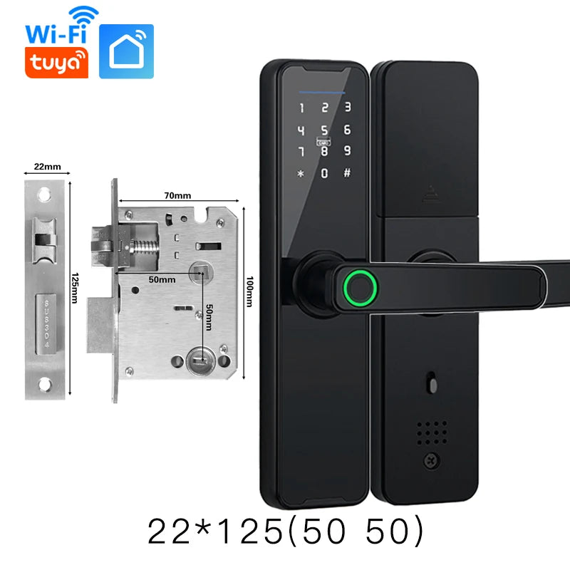 Tuya Wifi Digital Electronic Lock Smart Door Lock Remote Unlock Keyless Lock Security Anti-Theft Smart Home Hotel Office