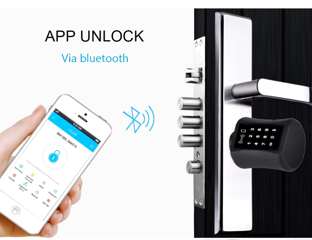 Bluetooth Cylinder Lock TT Lock Password Card Electronic Smart Door Lock Digital Keypad Code Keyless Lock Home Airbnb