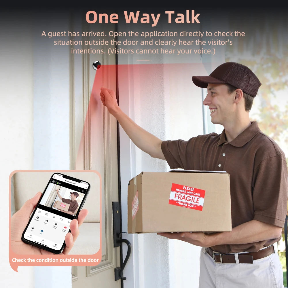 Wifi Doorbell 120 Degree Wide Angle Peephole Doorbell 1080P Digital Doorbell Viewer Motion Detection