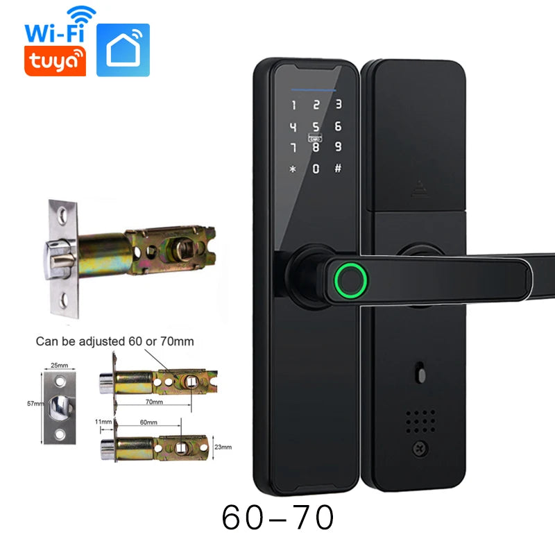 Tuya Wifi Digital Electronic Lock Smart Door Lock Remote Unlock Keyless Lock Security Anti-Theft Smart Home Hotel Office