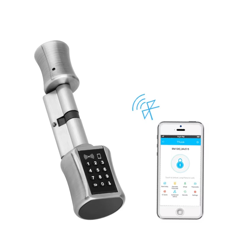 Bluetooth Cylinder Lock TT Lock Password Card Electronic Smart Door Lock Digital Keypad Code Keyless Lock Home Airbnb