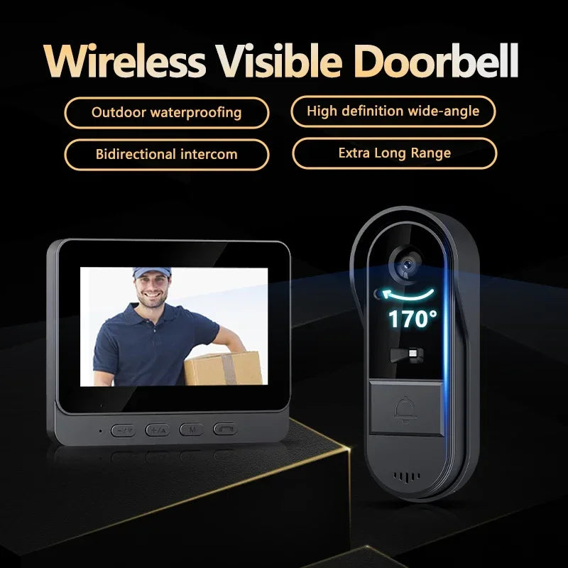 Tuya Wireless Intercom Doorbell Night Vision HD 4.3In LPS Screen Video Doorbell Camera Smart Home Security Visual Doorbell