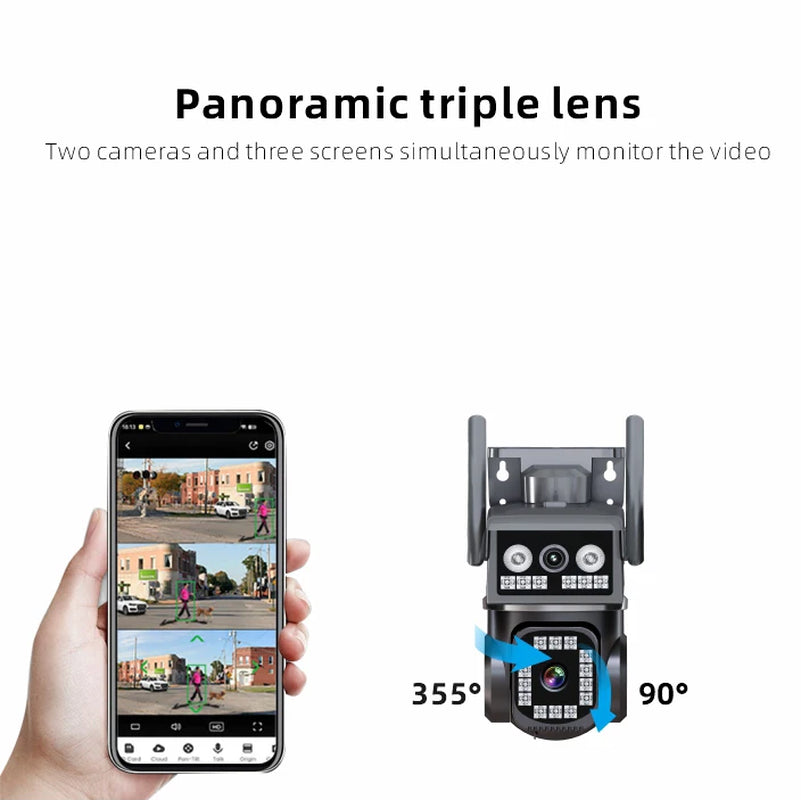 8MP Wirelees PTZ Camera 8MP Outdoor Dual Lens WIFI Camera AI Tracking Security Protection CCTV Surveillance Camera AI Tracking