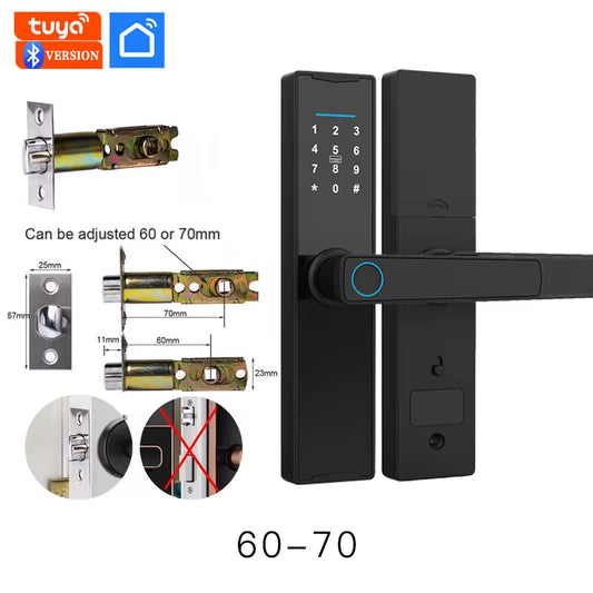 PHIPULO New Smart Door Lock with Tuya APP Digital Electronic Lock Smart Home Wooden Door Lock Biometric Fingerprint