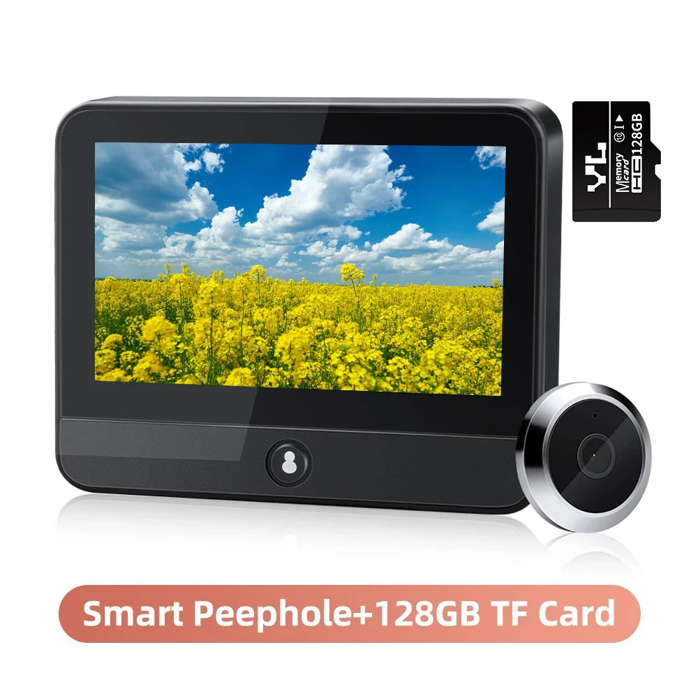Wifi Doorbell 120 Degree Wide Angle Peephole Doorbell 1080P Digital Doorbell Viewer Motion Detection