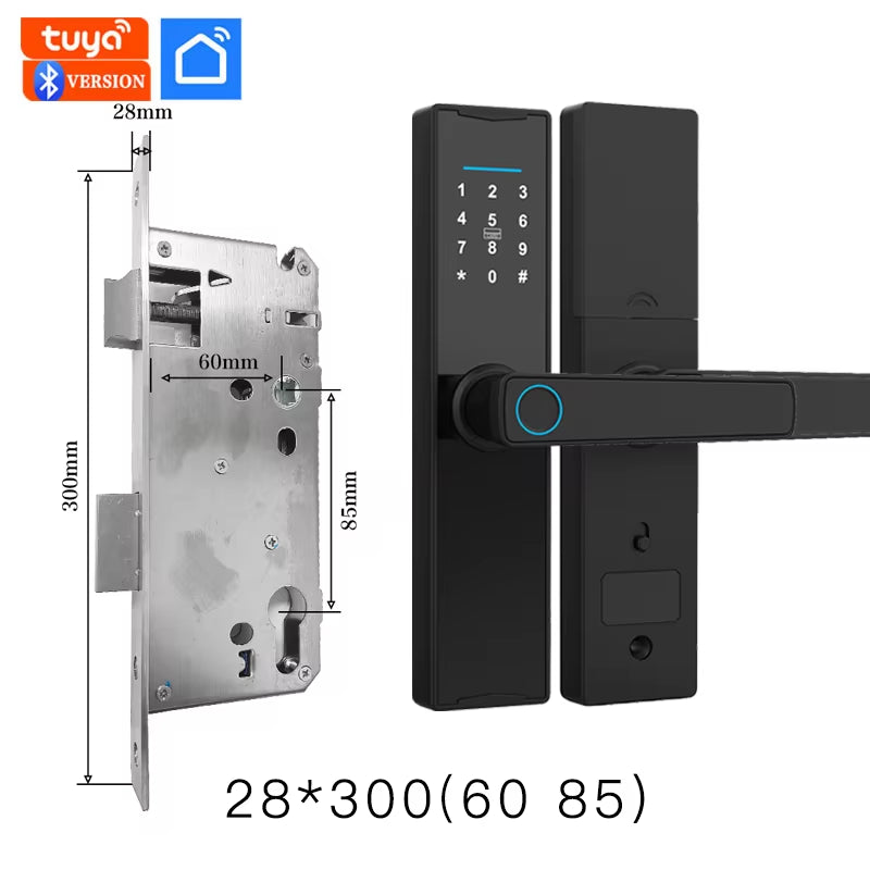 PHIPULO New Smart Door Lock with Tuya APP Digital Electronic Lock Smart Home Wooden Door Lock Biometric Fingerprint