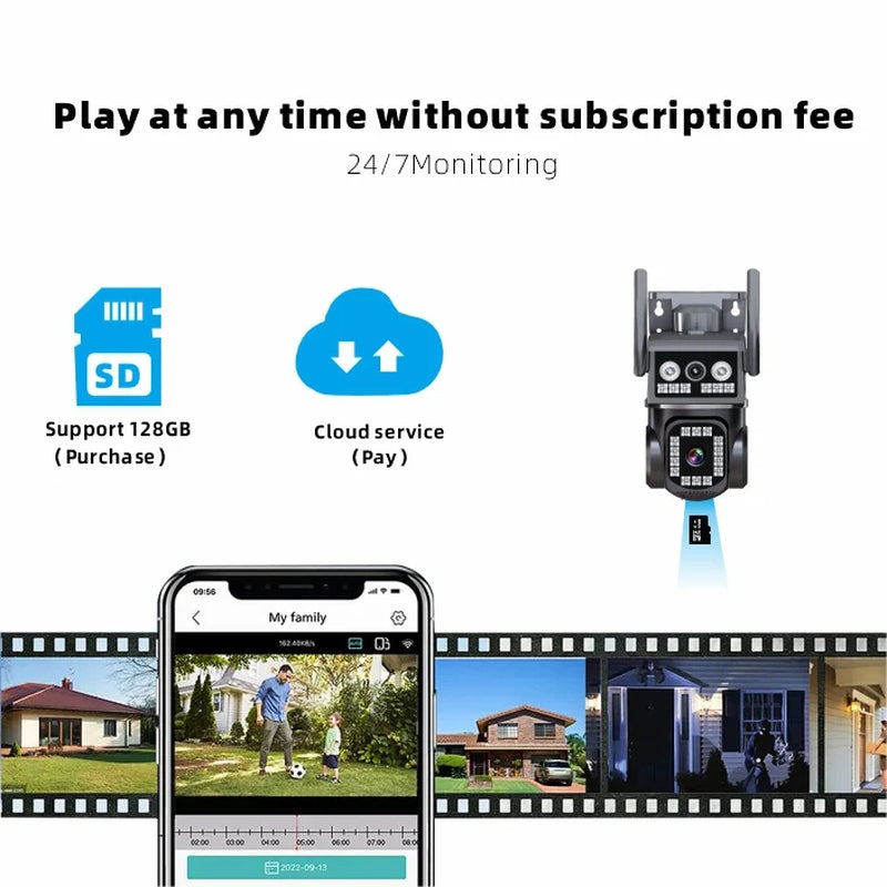 8MP Wirelees PTZ Camera 8MP Outdoor Dual Lens WIFI Camera AI Tracking Security Protection CCTV Surveillance Camera AI Tracking