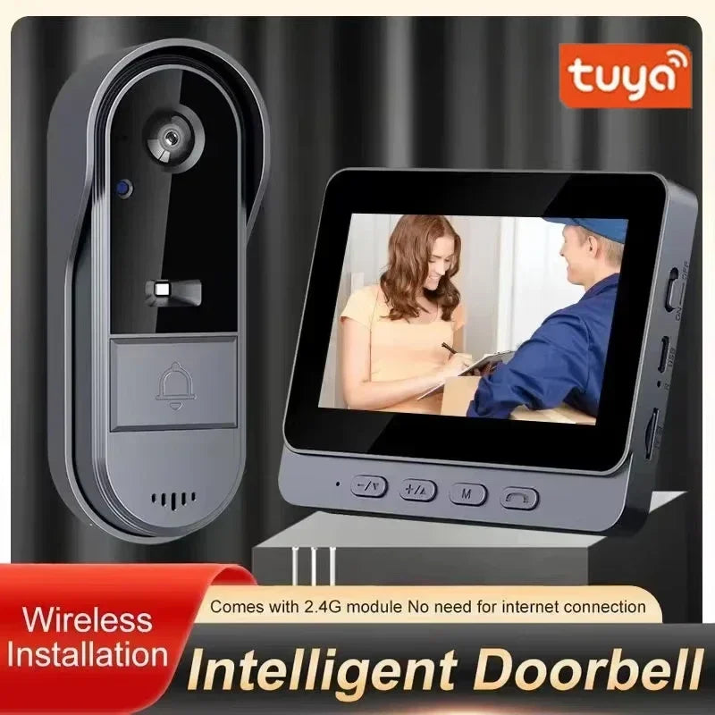 Tuya Wireless Intercom Doorbell Night Vision HD 4.3In LPS Screen Video Doorbell Camera Smart Home Security Visual Doorbell