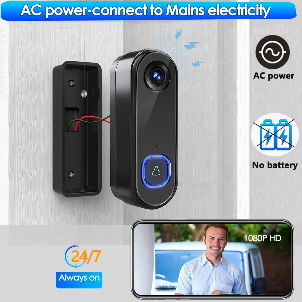 TUYA Video Doorbell Wifi Wireless Outdoor Door Bell Camera AC DC Power 1080P Video Door Phone Waterproof IP65 Alexa Google Home