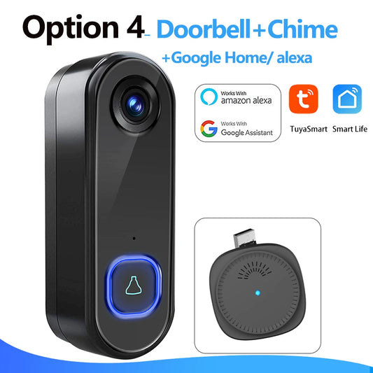 TUYA Video Doorbell Wifi Wireless Outdoor Door Bell Camera AC DC Power 1080P Video Door Phone Waterproof IP65 Alexa Google Home