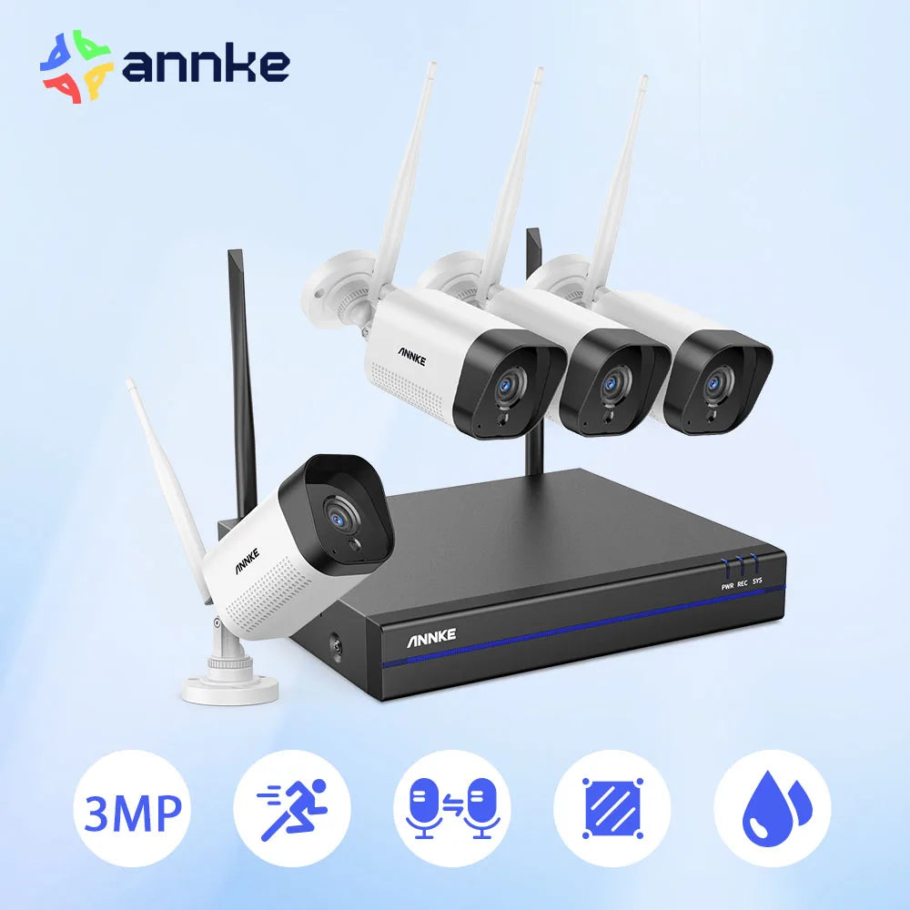 Wifi Video Surveillance System with 5MP NVR 3MP IP Cameras Audio Recording Security Cameras AI Detection CCTV Cameras Kit
