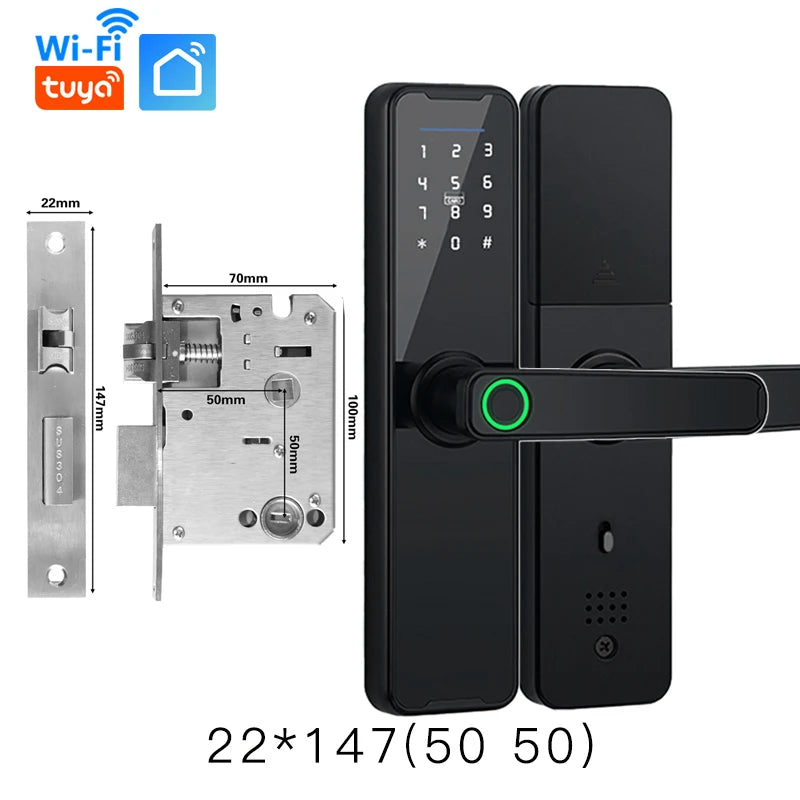 Tuya Wifi Digital Electronic Lock Smart Door Lock Remote Unlock Keyless Lock Security Anti-Theft Smart Home Hotel Office