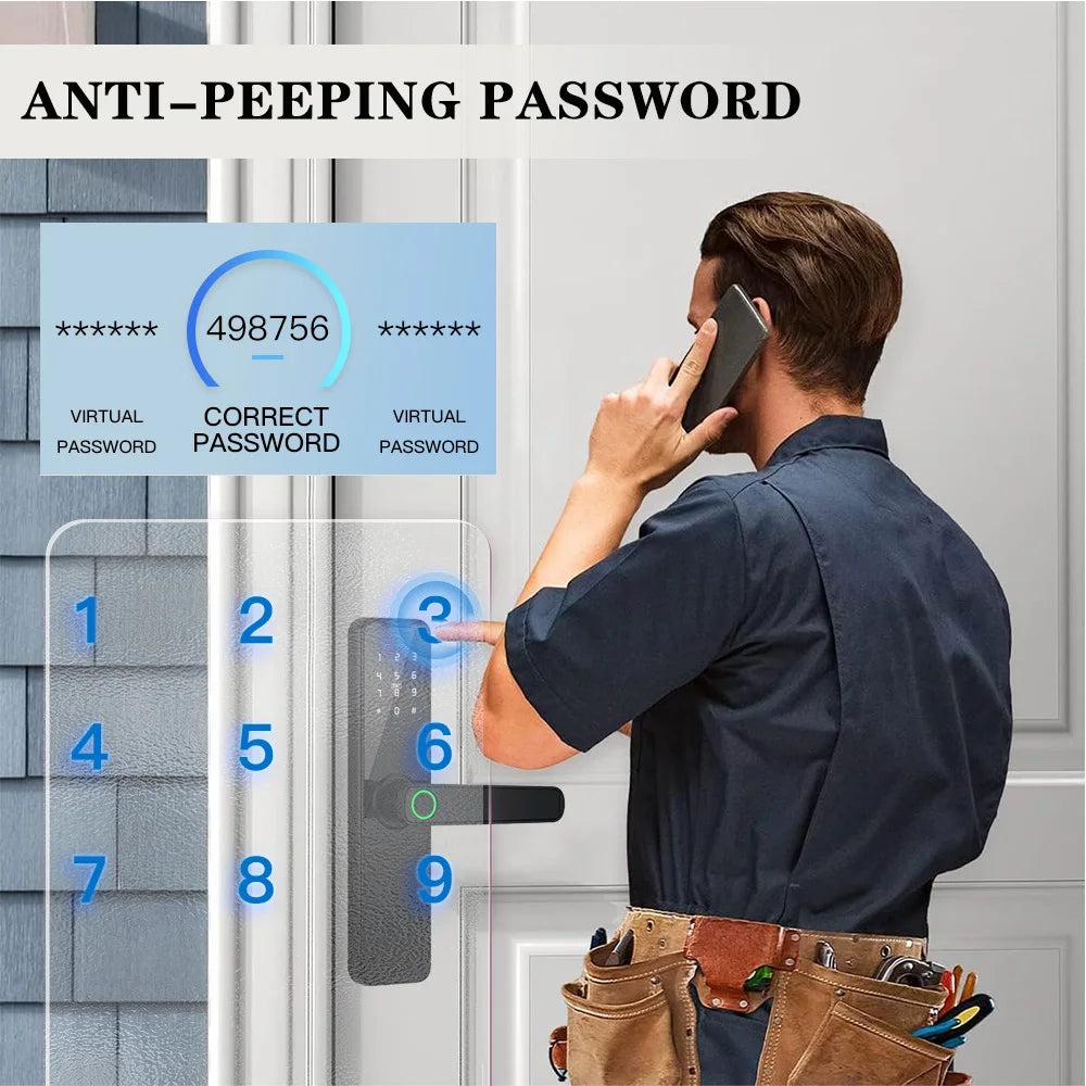 Tuya Wifi Digital Electronic Lock Smart Door Lock Remote Unlock Keyless Lock Security Anti-Theft Smart Home Hotel Office