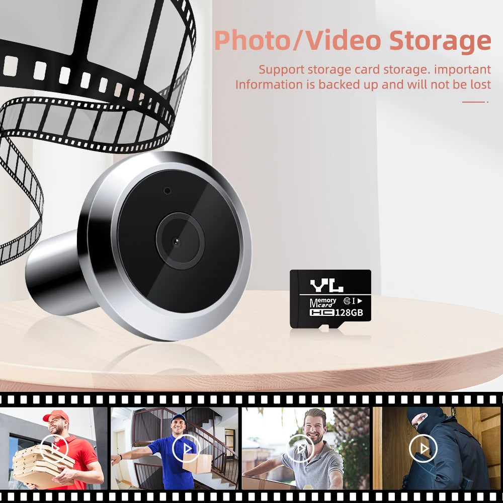Wifi Doorbell 120 Degree Wide Angle Peephole Doorbell 1080P Digital Doorbell Viewer Motion Detection