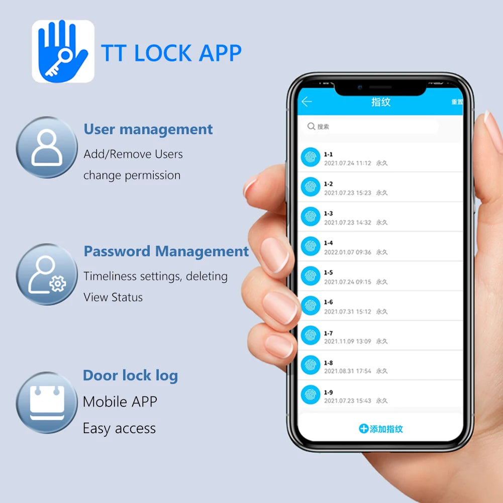 TY TTLOCK Control Smart Door Lock Password Fingerprint Lock Bluetooth Smart Home Digital Electronic Lock Security Protection