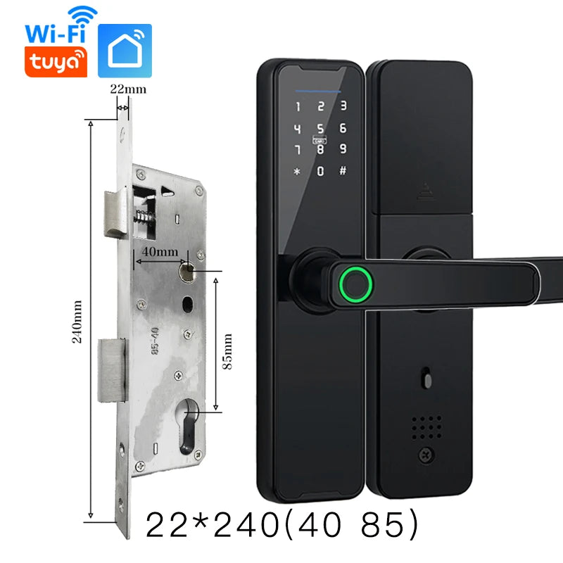 Tuya Wifi Digital Electronic Lock Smart Door Lock Remote Unlock Keyless Lock Security Anti-Theft Smart Home Hotel Office