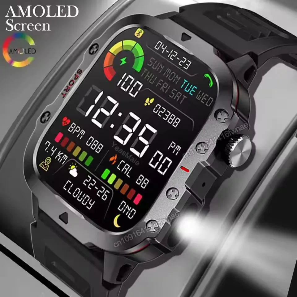 Outdoor Sports Smartwatch New 2025 2.01 Inch HD Screen LED Flashlight Bluetooth Talking Smart Watch for Men Women Holiday Gift