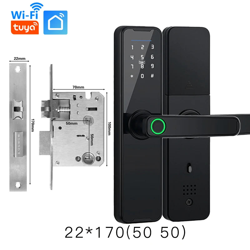 Tuya Wifi Digital Electronic Lock Smart Door Lock Remote Unlock Keyless Lock Security Anti-Theft Smart Home Hotel Office