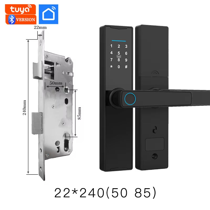 PHIPULO New Smart Door Lock with Tuya APP Digital Electronic Lock Smart Home Wooden Door Lock Biometric Fingerprint