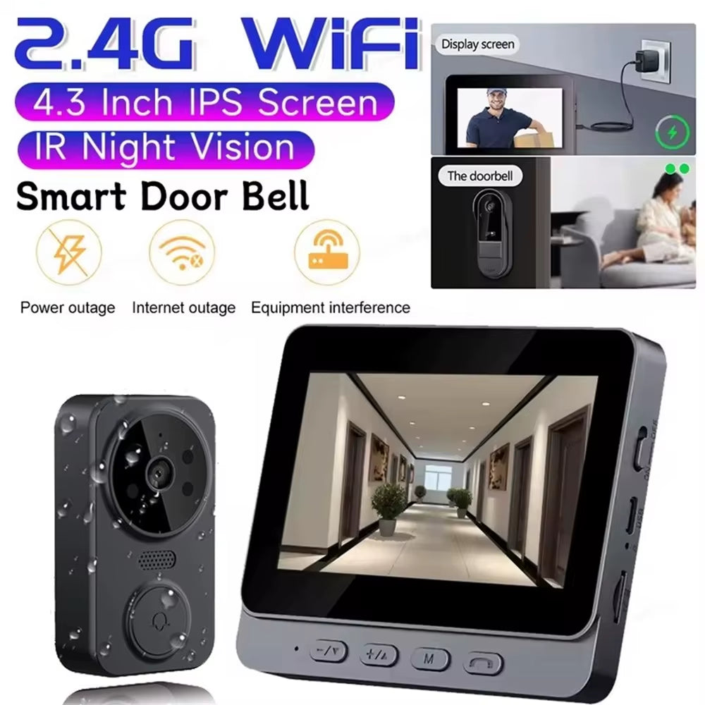 Wireless Doorbell with Camera Bundle Video Doorbell Night Vision Smart Intercom Doorbell Security Protection