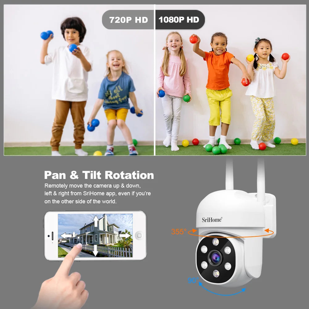 SH061 Wireless Monitoring Camera PTZ AI 1080P Home Security Camera Night Vision Human Detection Video Surveillance CCTV