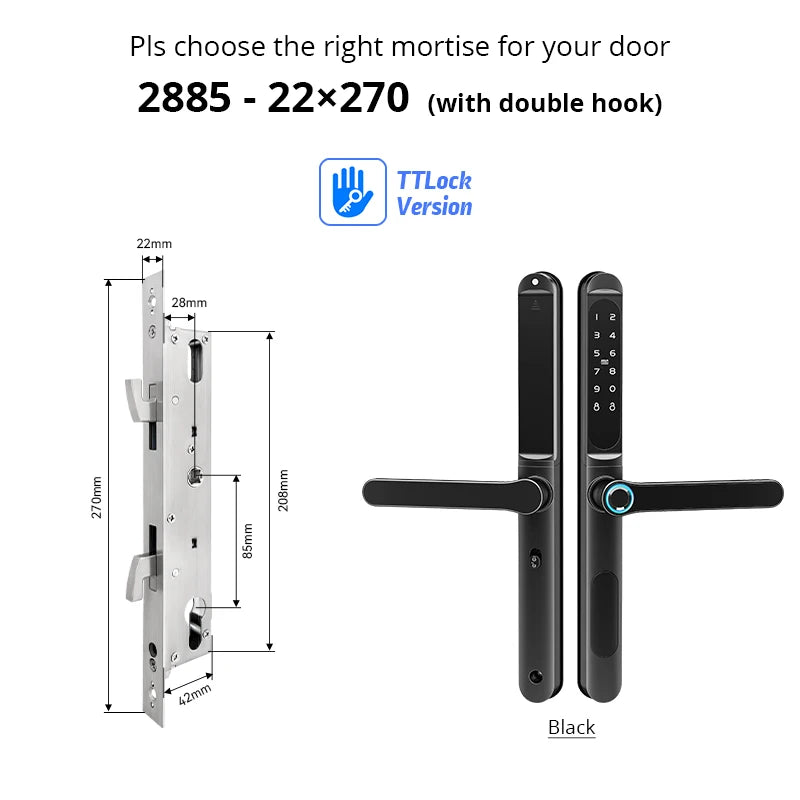 Home Intelligent Door Lock Smart Keys Digital Door Lock Biometrics Digital Lock Ttlock App Electronic Aluminum Sliding Door Lock