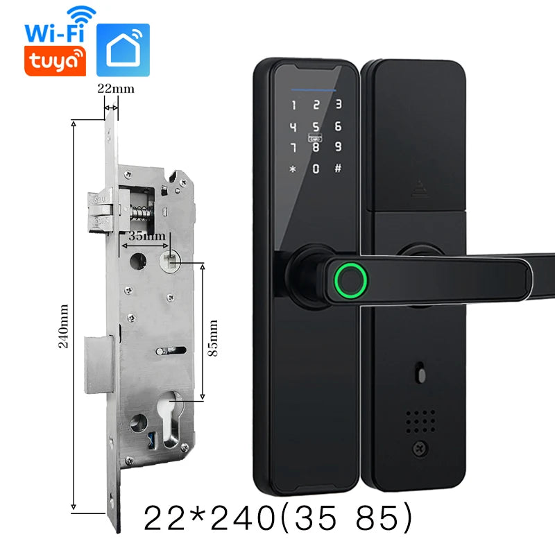 Tuya Wifi Digital Electronic Lock Smart Door Lock Remote Unlock Keyless Lock Security Anti-Theft Smart Home Hotel Office