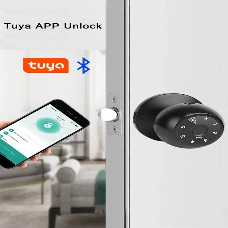 Smart Home Lock Frigerprint Door Lock Digital Bedroom Door Lock Smart Door Handle Electronic Keyless Thumbprint Entry Tuya