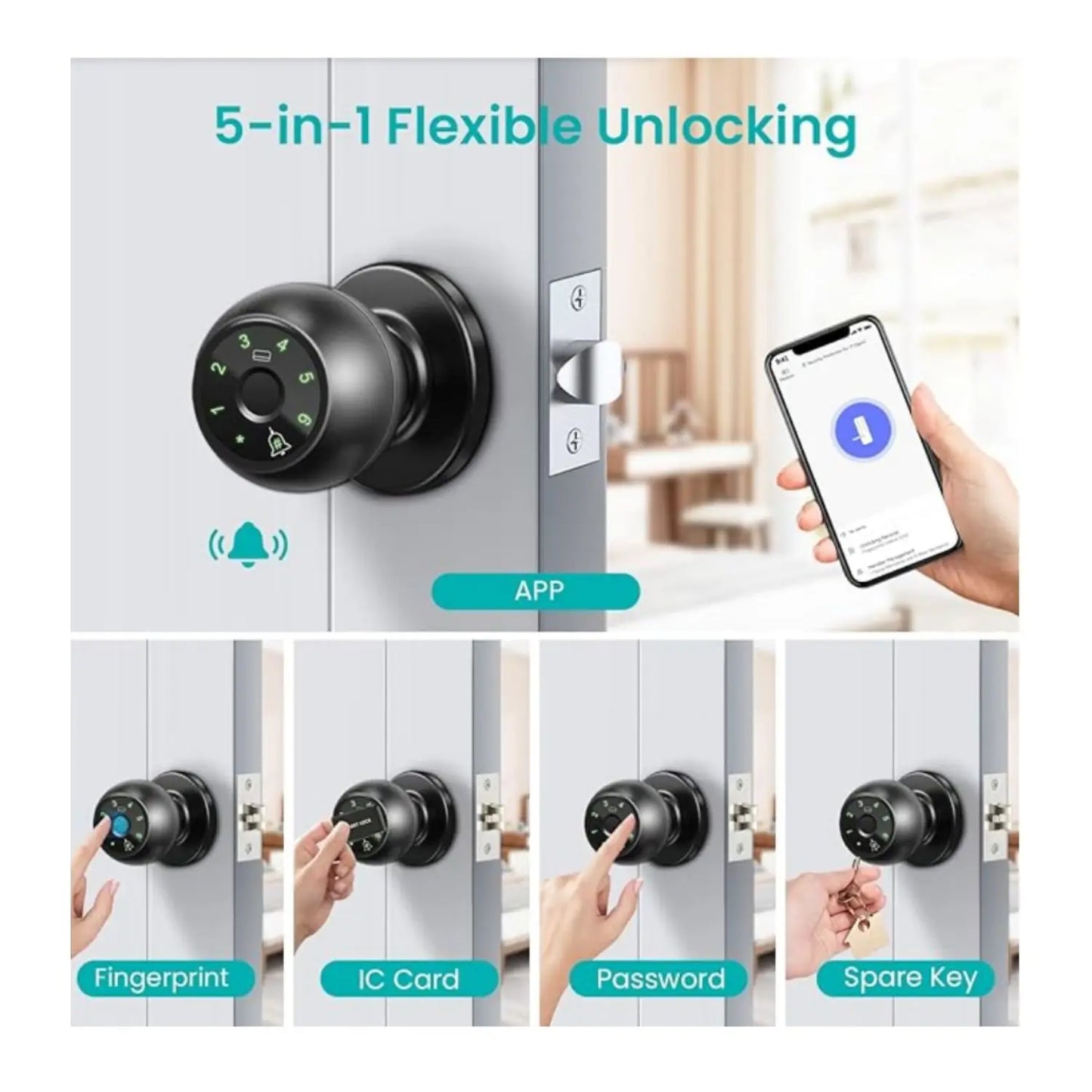 Smart Home Lock Frigerprint Door Lock Digital Bedroom Door Lock Smart Door Handle Electronic Keyless Thumbprint Entry Tuya