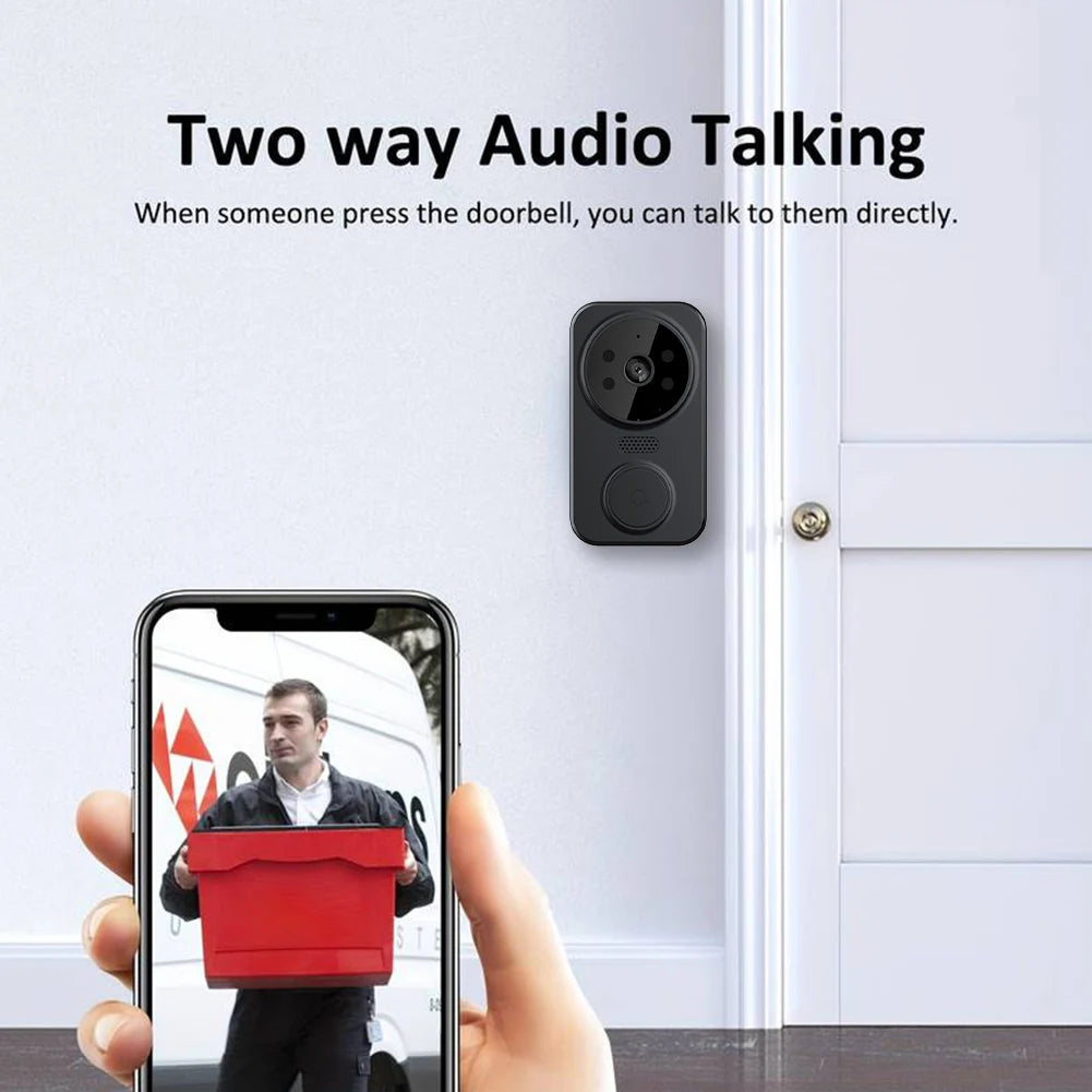 Wifi Wireless Video Doorbell with Chime 2-Way Audio Smart Video Doorbell Camera Night Vision Front Door Camera for Home Security