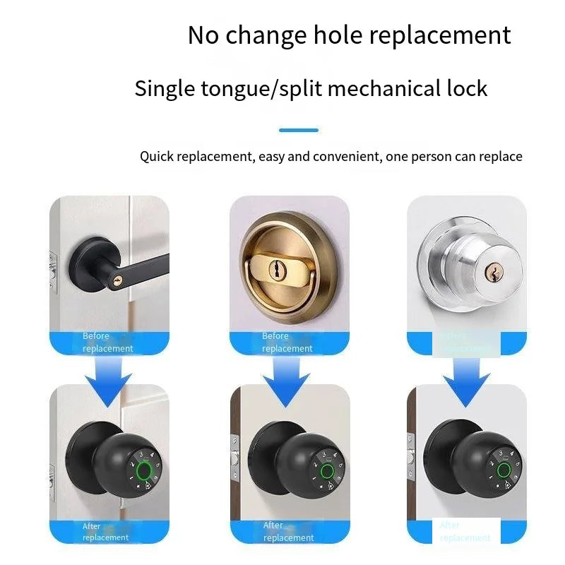 Smart Home Lock Frigerprint Door Lock Digital Bedroom Door Lock Smart Door Handle Electronic Keyless Thumbprint Entry Tuya