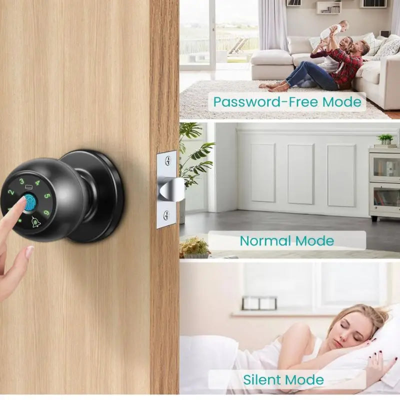 Smart Home Lock Frigerprint Door Lock Digital Bedroom Door Lock Smart Door Handle Electronic Keyless Thumbprint Entry Tuya